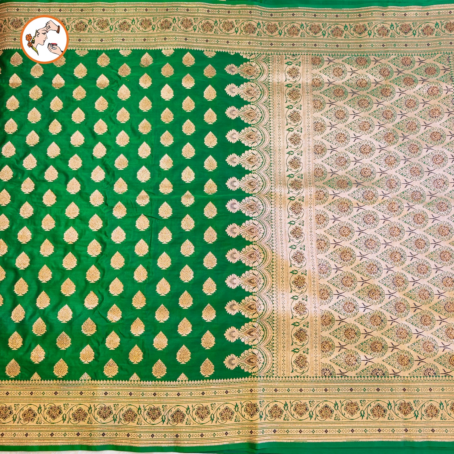 Dark Green Bridal Pure Banarasi Partywear Saree with Zircon stones