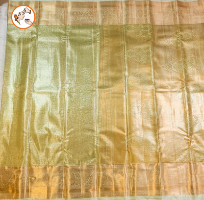 Pastel Green high Tissue Kanchipuram Semi Silk Saree
