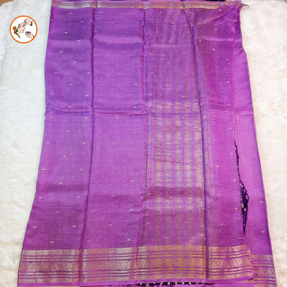 Lavender Podi Kattam checks viscose Silk Fancy Saree with contrast blouse