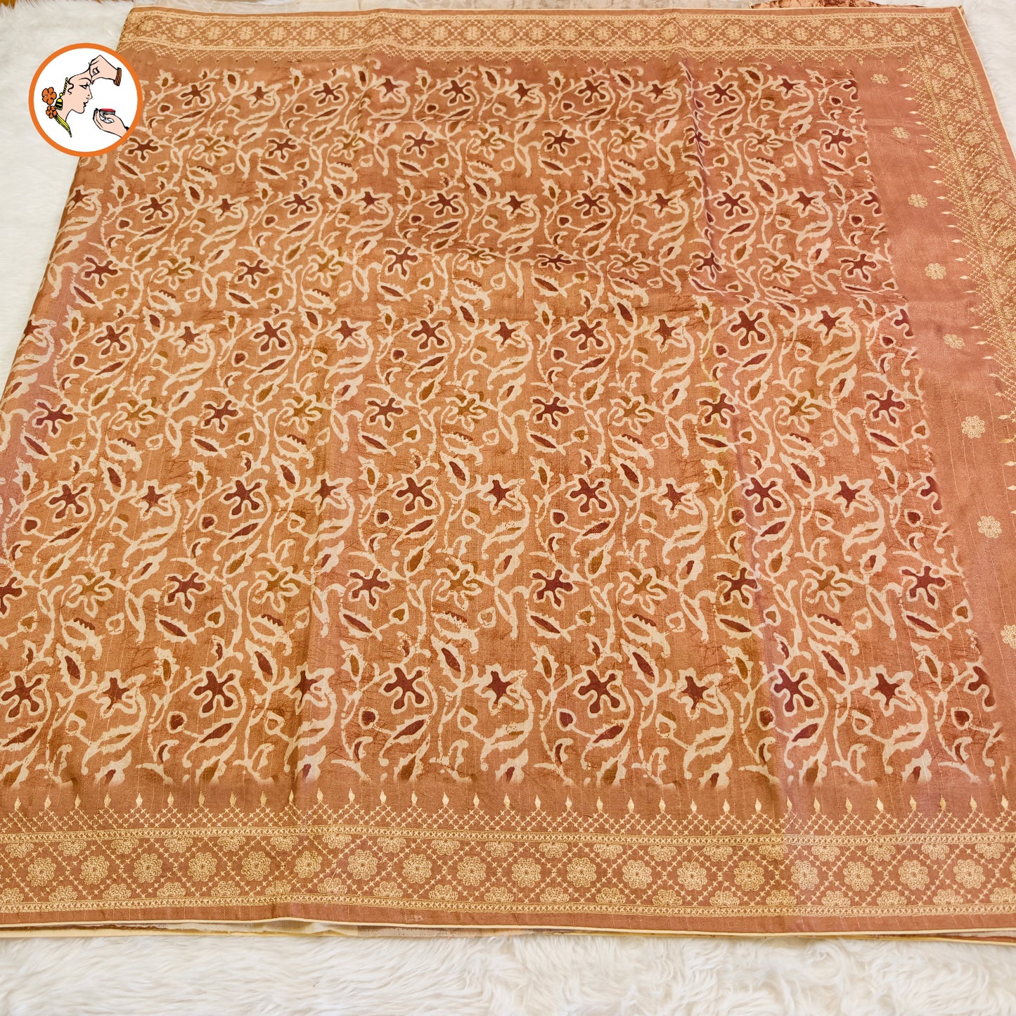Sandal colour Unqiue Pattern Raw Silk Designer Saree with embriodary work
