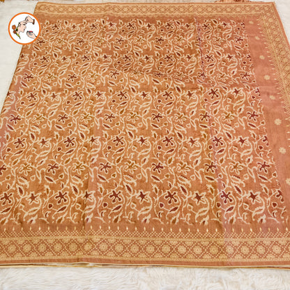 Sandal colour Unqiue Pattern Raw Silk Designer Saree with embriodary work