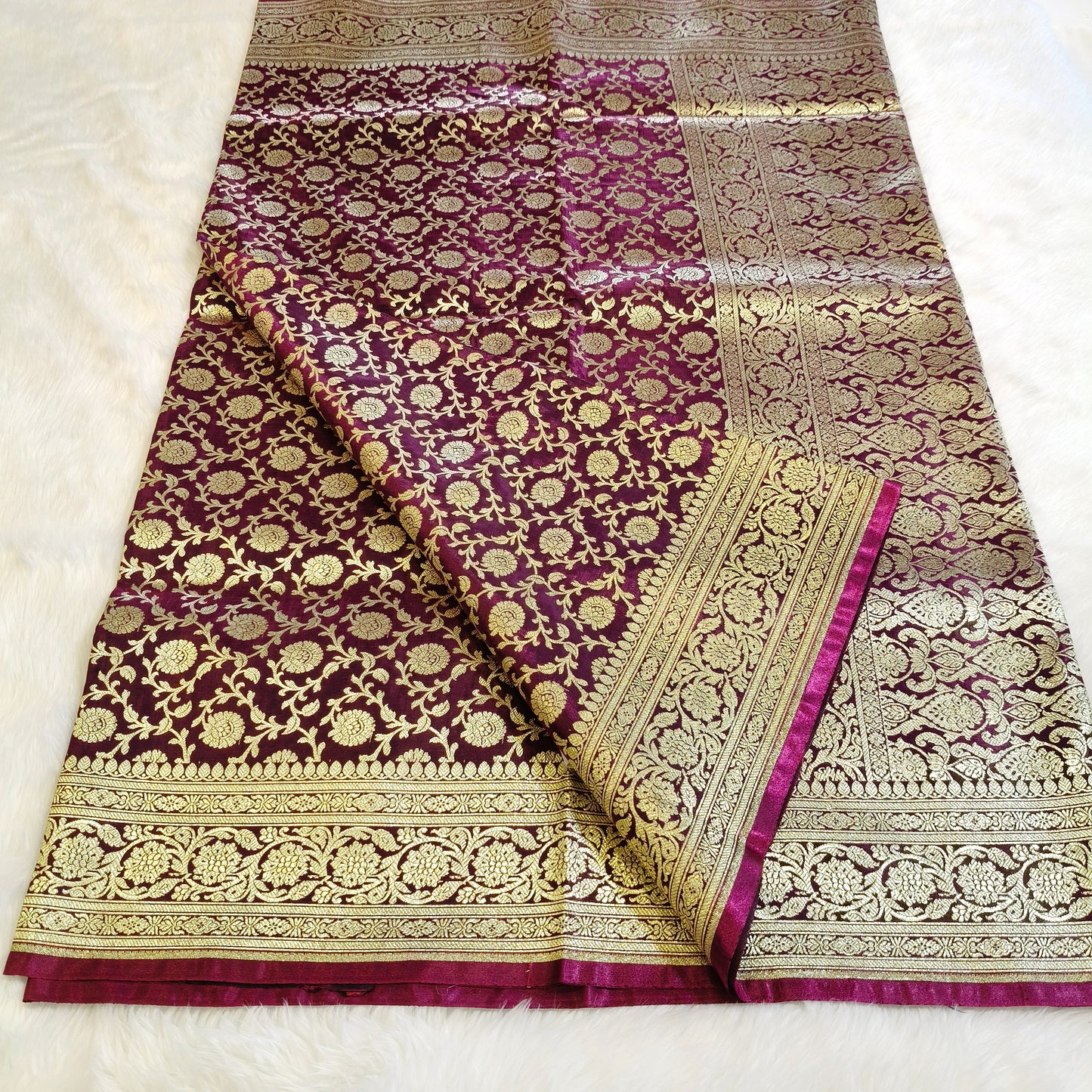 Wine Bridal Wedding Banarasi Saree