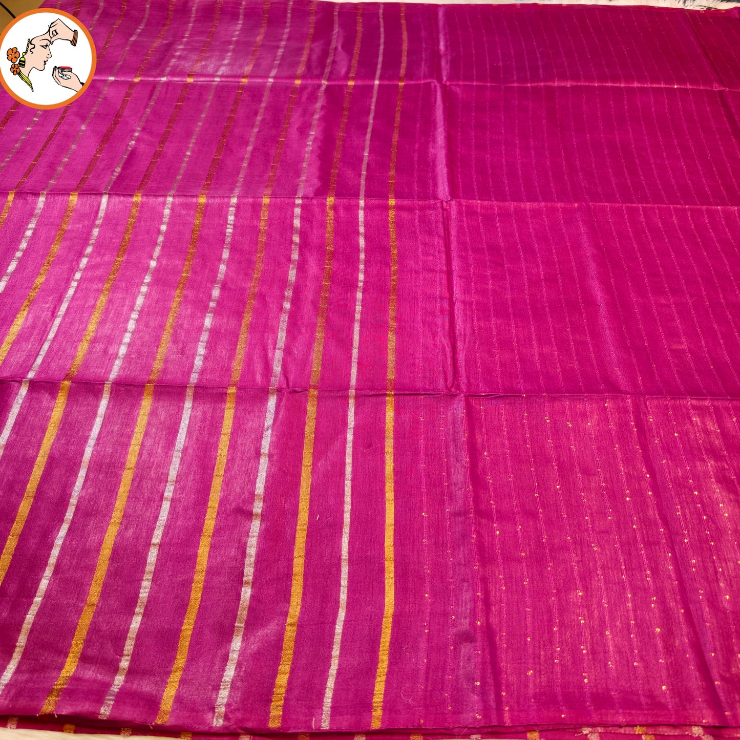Wine Purple Vertical stripes Handloom Cotton Casual Saree