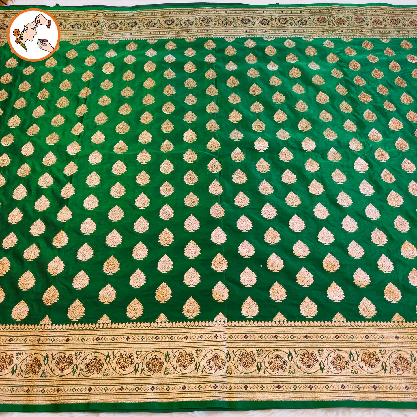 Dark Green Bridal Pure Banarasi Partywear Saree with Zircon stones