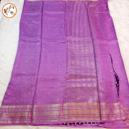 Lavender Podi Kattam checks viscose Silk Fancy Saree with contrast blouse