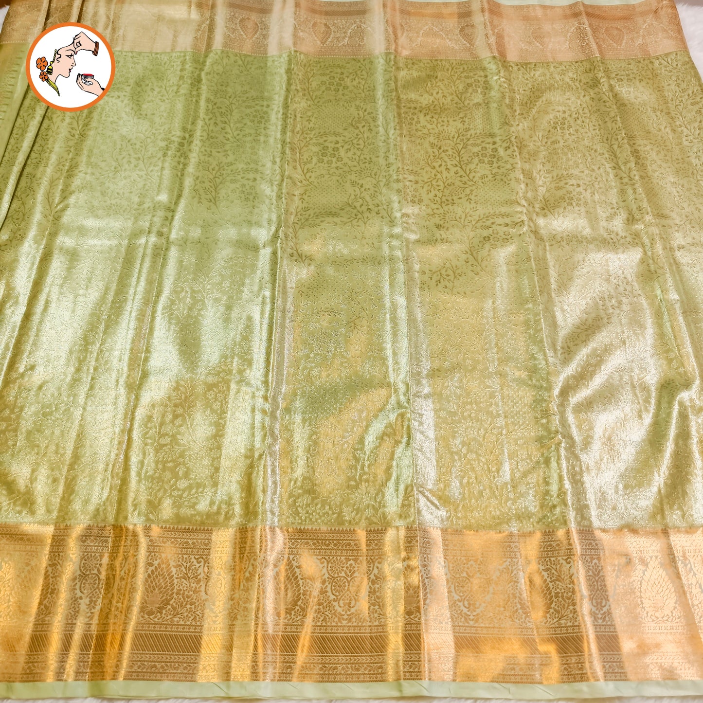 Pastel Green high Tissue Kanchipuram Semi Silk Saree