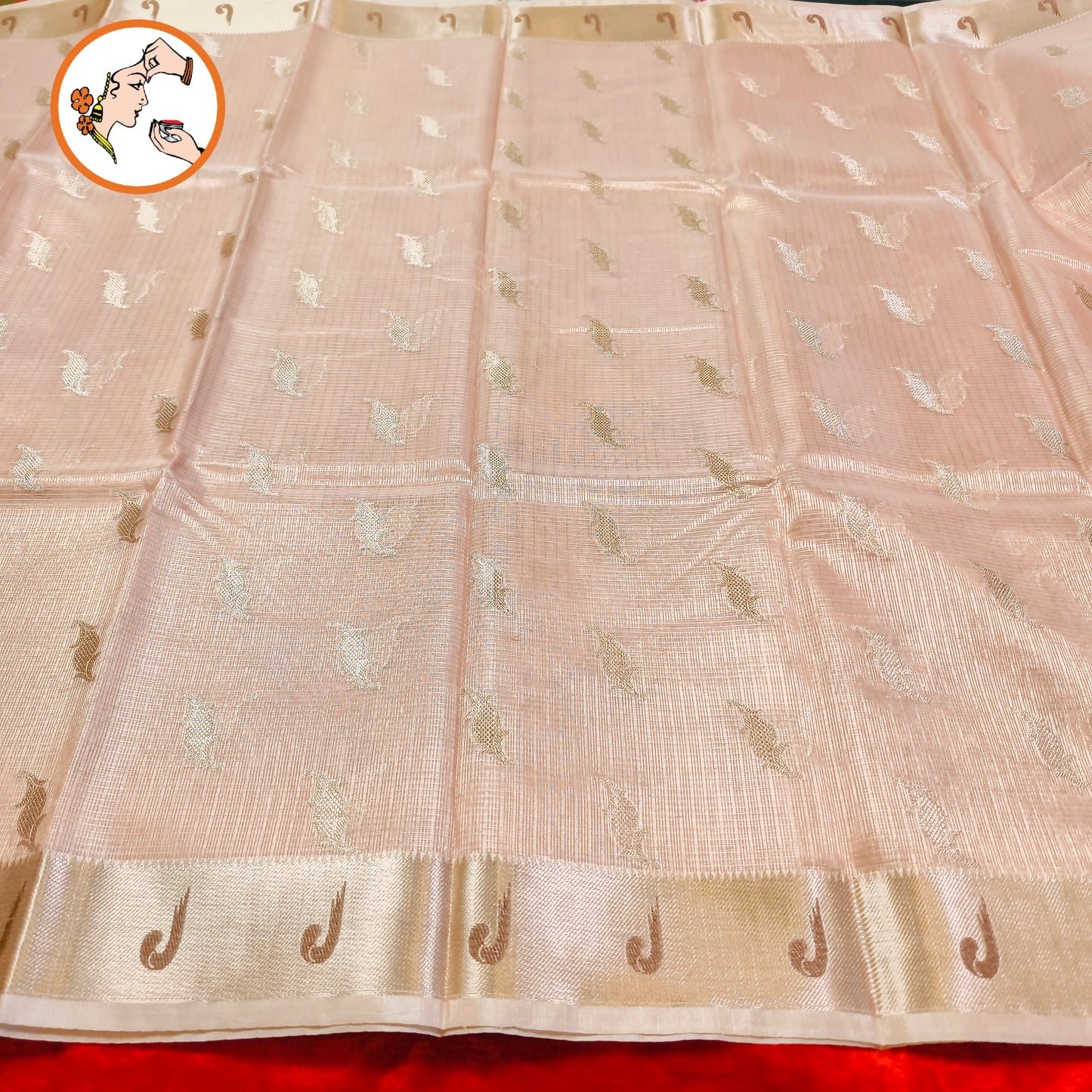 Baby Pink Paithani border Kota Tissue Fancy Silk Saree