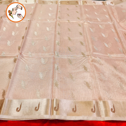 Baby Pink Paithani border Kota Tissue Fancy Silk Saree