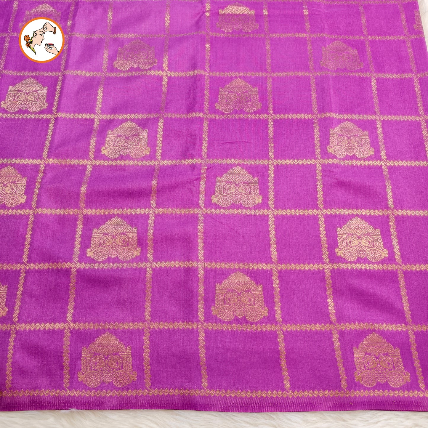 Lavender borderless Chariot butta Vintage checks Georgette Silk Saree