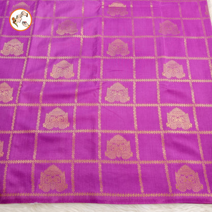Lavender borderless Chariot butta Vintage checks Georgette Silk Saree