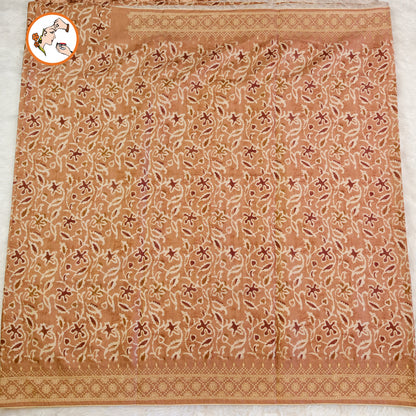 Sandal colour Unqiue Pattern Raw Silk Designer Saree with embriodary work