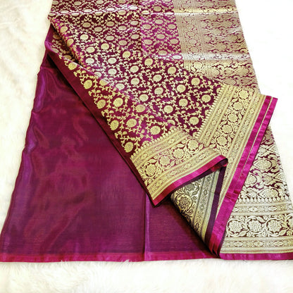 Wine Bridal Wedding Banarasi Saree Vivahasilks