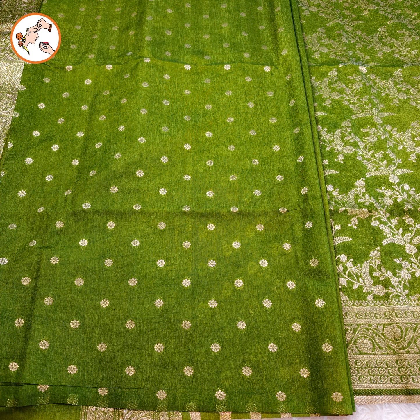 Mehandi Green Jaal design Banarasi Silk Saree