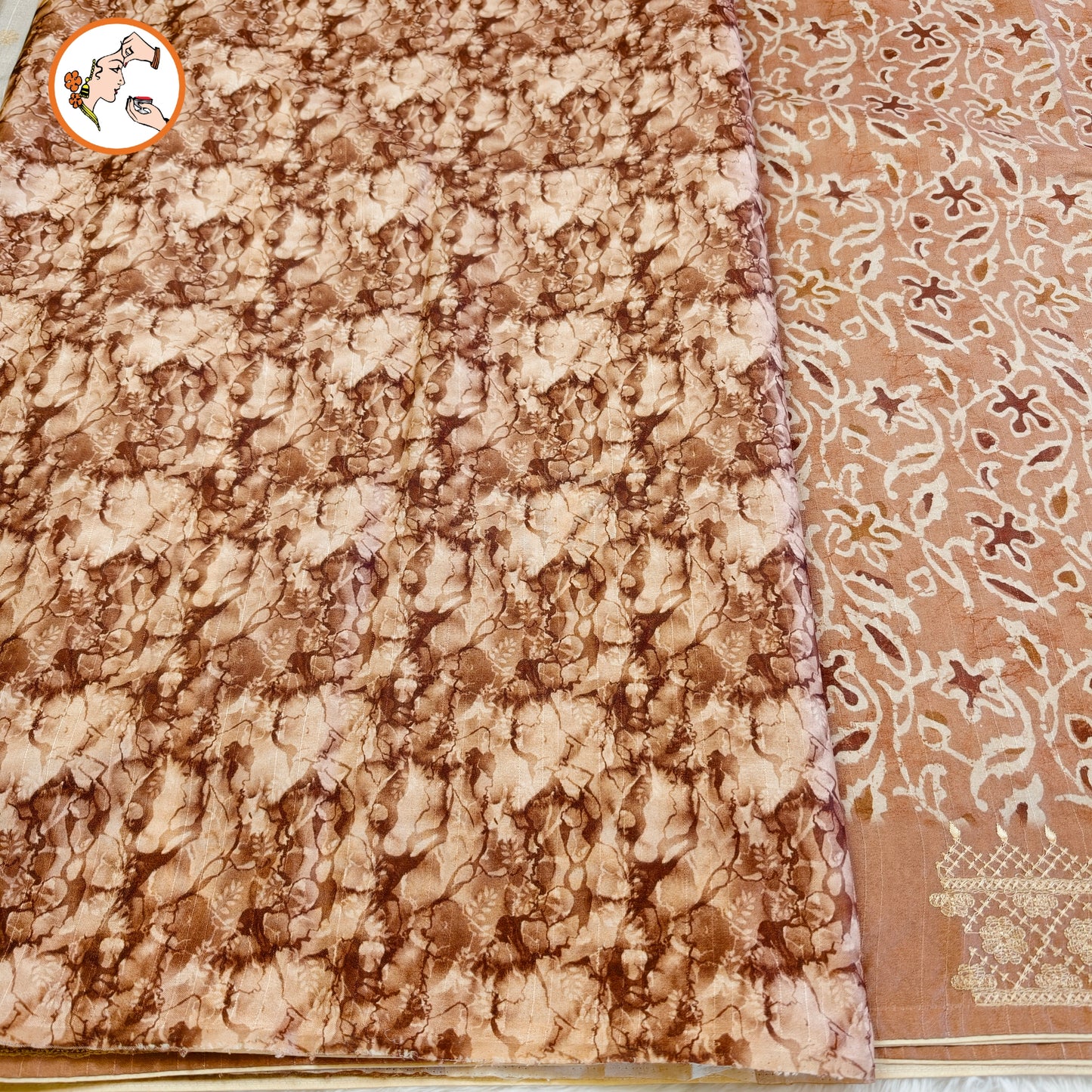 Sandal colour Unqiue Pattern Raw Silk Designer Saree with embriodary work