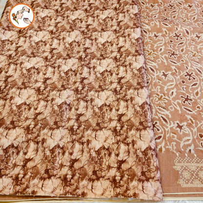 Sandal colour Unqiue Pattern Raw Silk Designer Saree with embriodary work