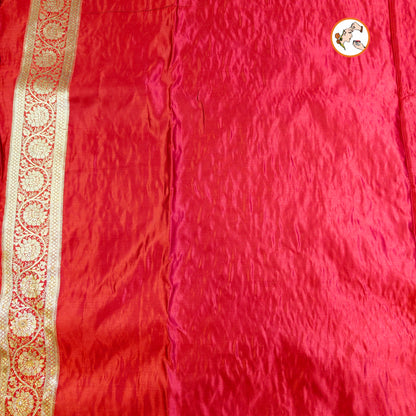 Red floral Jaal design Pure Banarasi Silk Partywear Saree