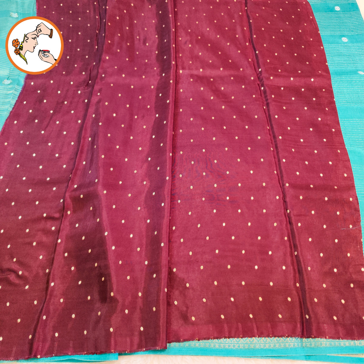 Sky Blue stripes body & peacock border Soft Viscose Fancy Silk Saree with Dark Brown Contrast blouse