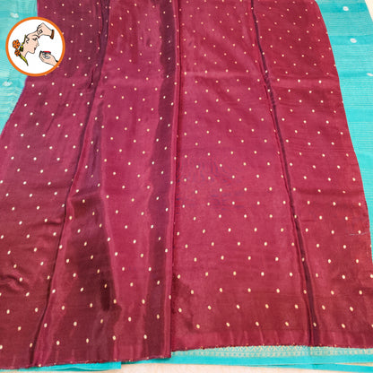 Sky Blue stripes body & peacock border Soft Viscose Fancy Silk Saree with Dark Brown Contrast blouse