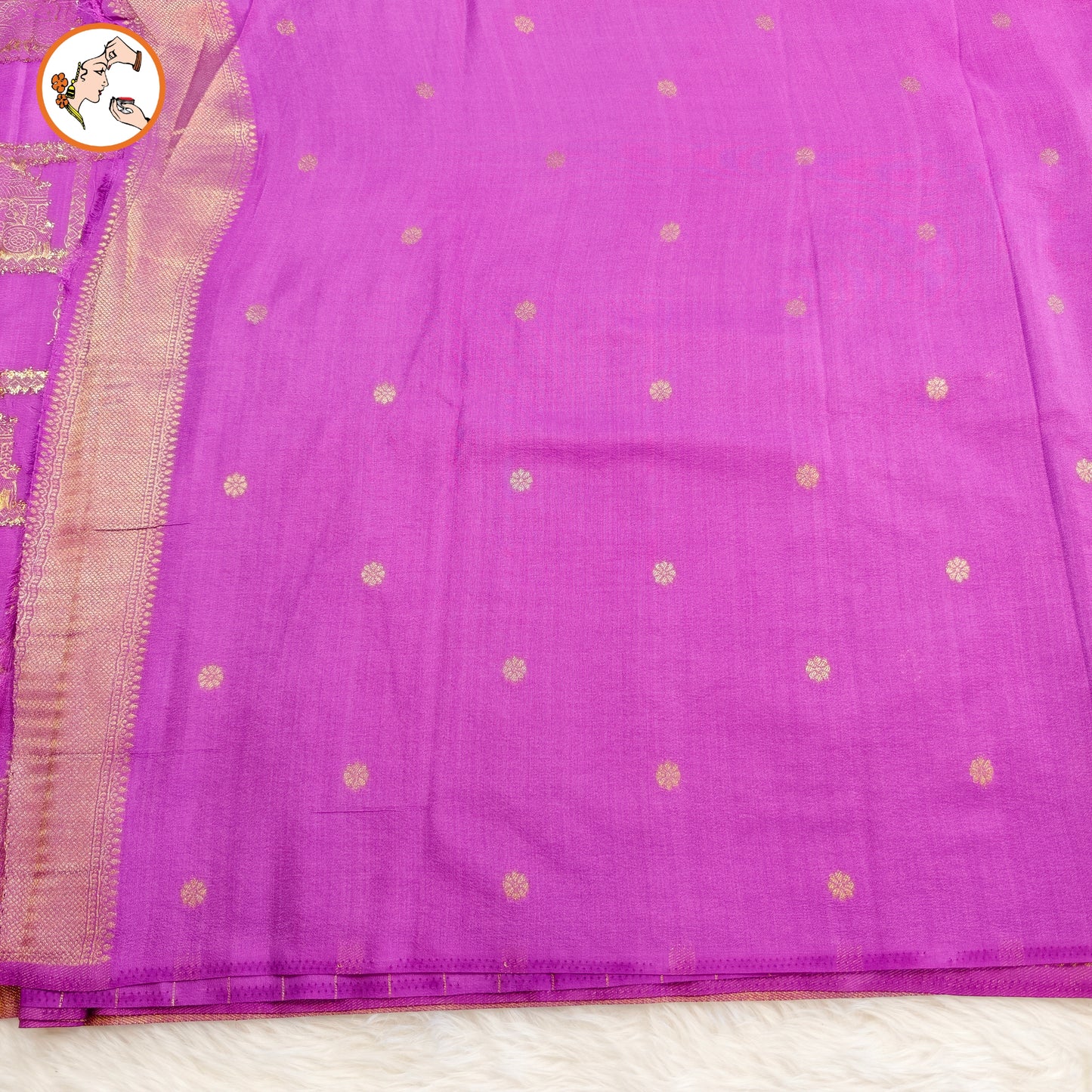 Lavender borderless Chariot butta Vintage checks Georgette Silk Saree