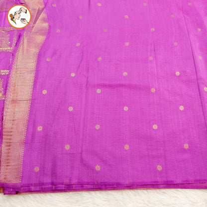 Lavender borderless Chariot butta Vintage checks Georgette Silk Saree