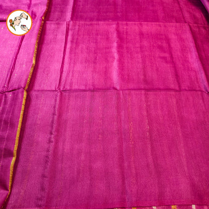 Wine Purple Vertical stripes Handloom Cotton Casual Saree