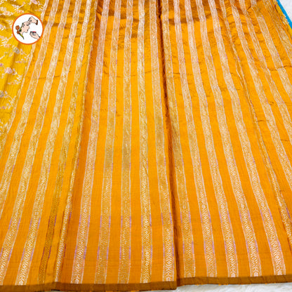 Golden Yellow Meenakari weaving Banarasi Crush Saree