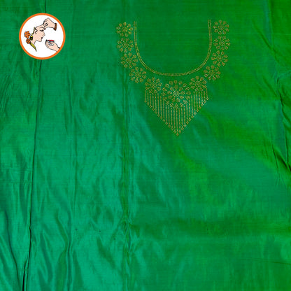 Dark Green Bridal Pure Banarasi Partywear Saree with Zircon stones