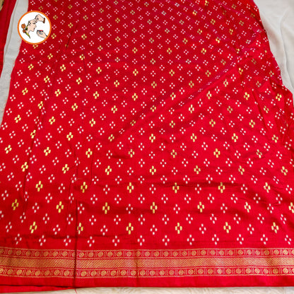 Grey with Red paithani border Lucknowi Chikankari Embroidery Pure Chiffon Partywear Saree