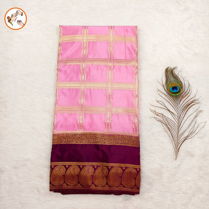 Pink & Purple Royal Mango border Mysore Silk Saree