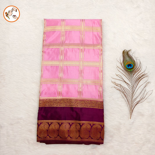 Pink & Purple Royal Mango border Mysore Silk Saree