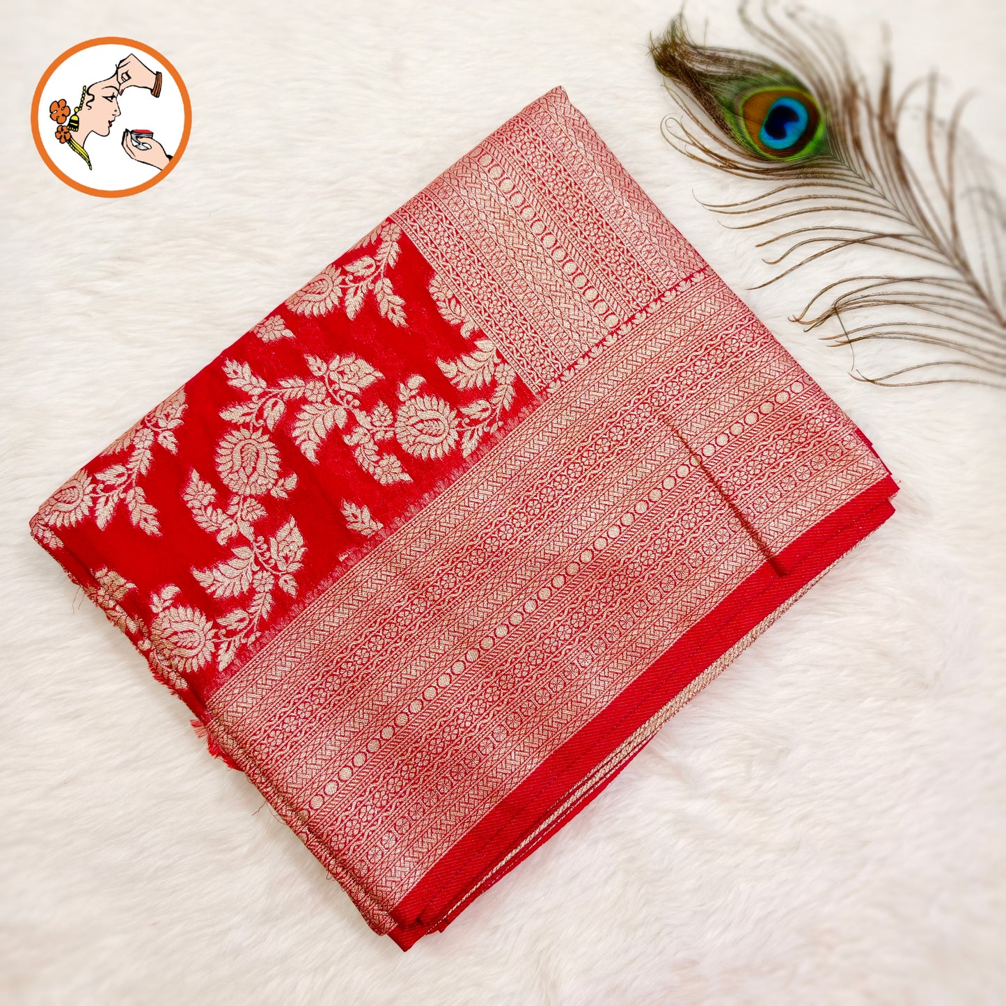 Red Jaal design Classic Pure Banarasi Silk Saree (Light Weight)