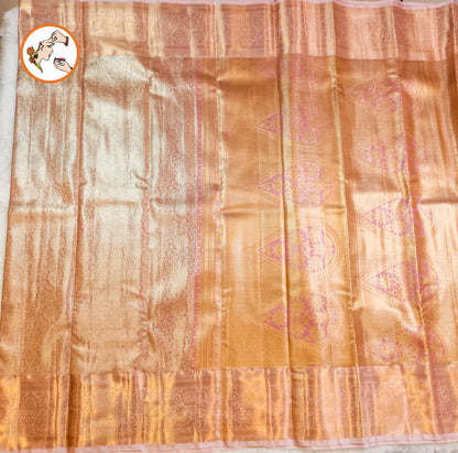 Pink (Rose Gold) High Tissue Kanchipuram Semi SIlk Saree