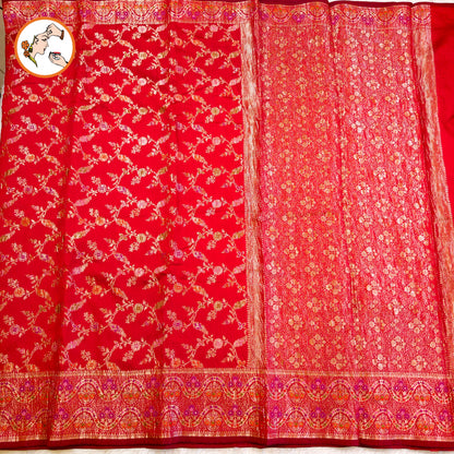 Red Meenakari weaving Banarasi Crush Saree