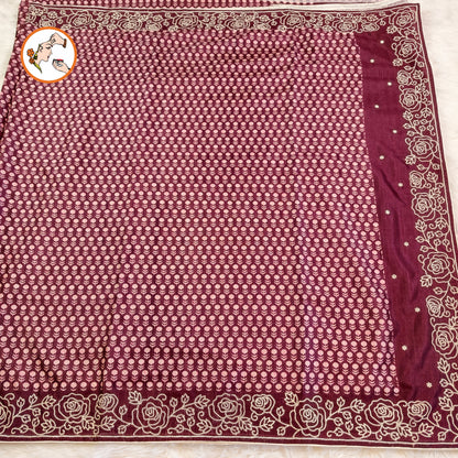 Purple colour Unique Pattern Raw Silk Designer Saree with embriodary work