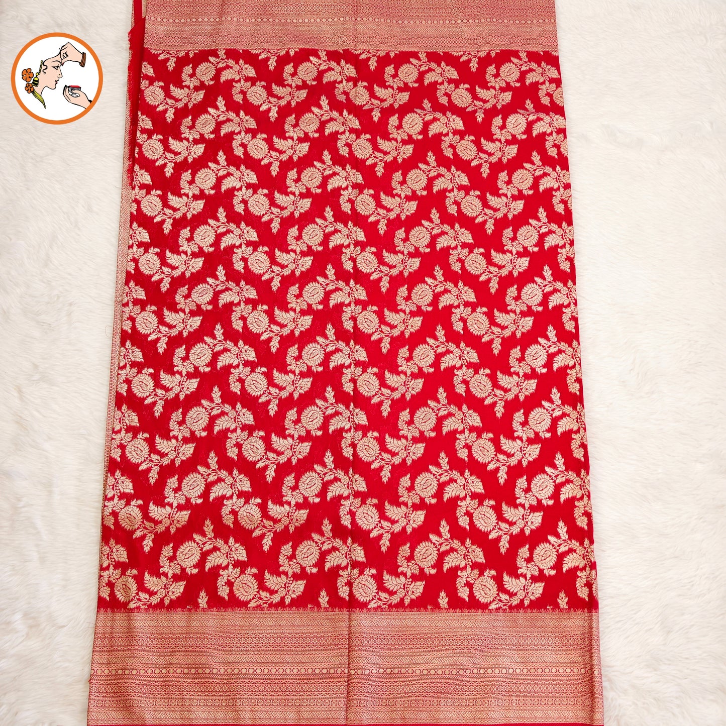 Red Jaal design Classic Pure Banarasi Silk Saree (Light Weight)