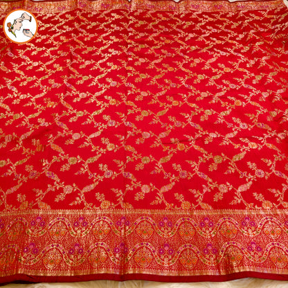 Red Meenakari weaving Banarasi Crush Saree