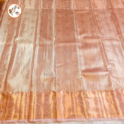 Pink (Rose Gold) High Tissue Kanchipuram Semi SIlk Saree
