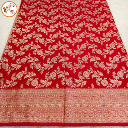 Red Jaal design Classic Pure Banarasi Silk Saree (Light Weight)