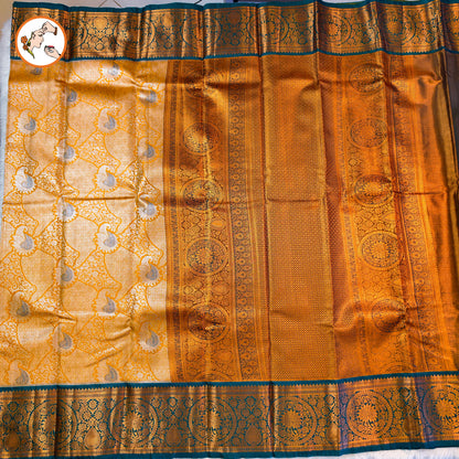 Mustard Yellow with Dark Green Kanchipuram Tissue Silk Saree