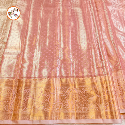 Pink (Rose Gold) High Tissue Kanchipuram Semi SIlk Saree