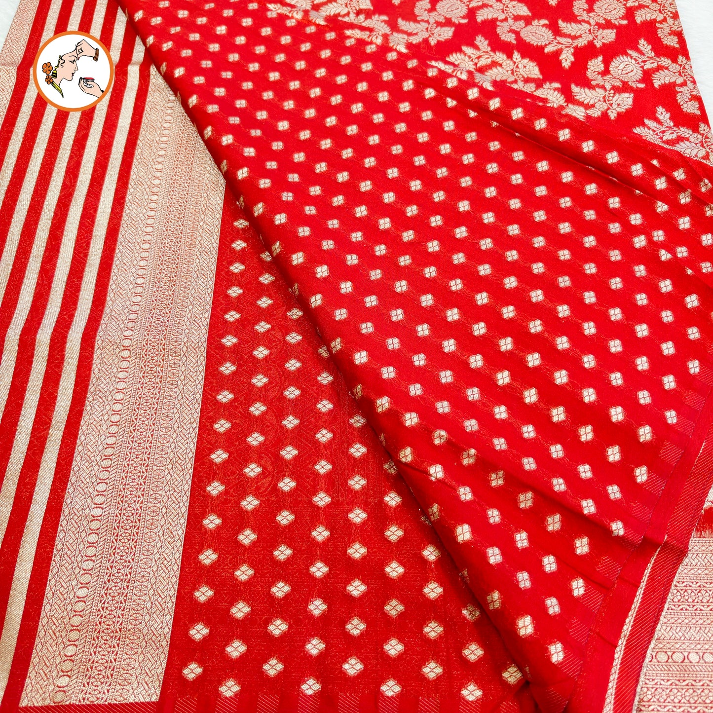 Red Jaal design Classic Pure Banarasi Silk Saree (Light Weight)