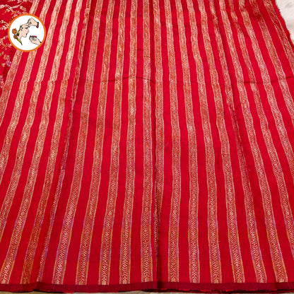 Red Meenakari weaving Banarasi Crush Saree