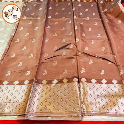 Metalic Silver Paithani border Kota Tissue Fancy Silk Saree