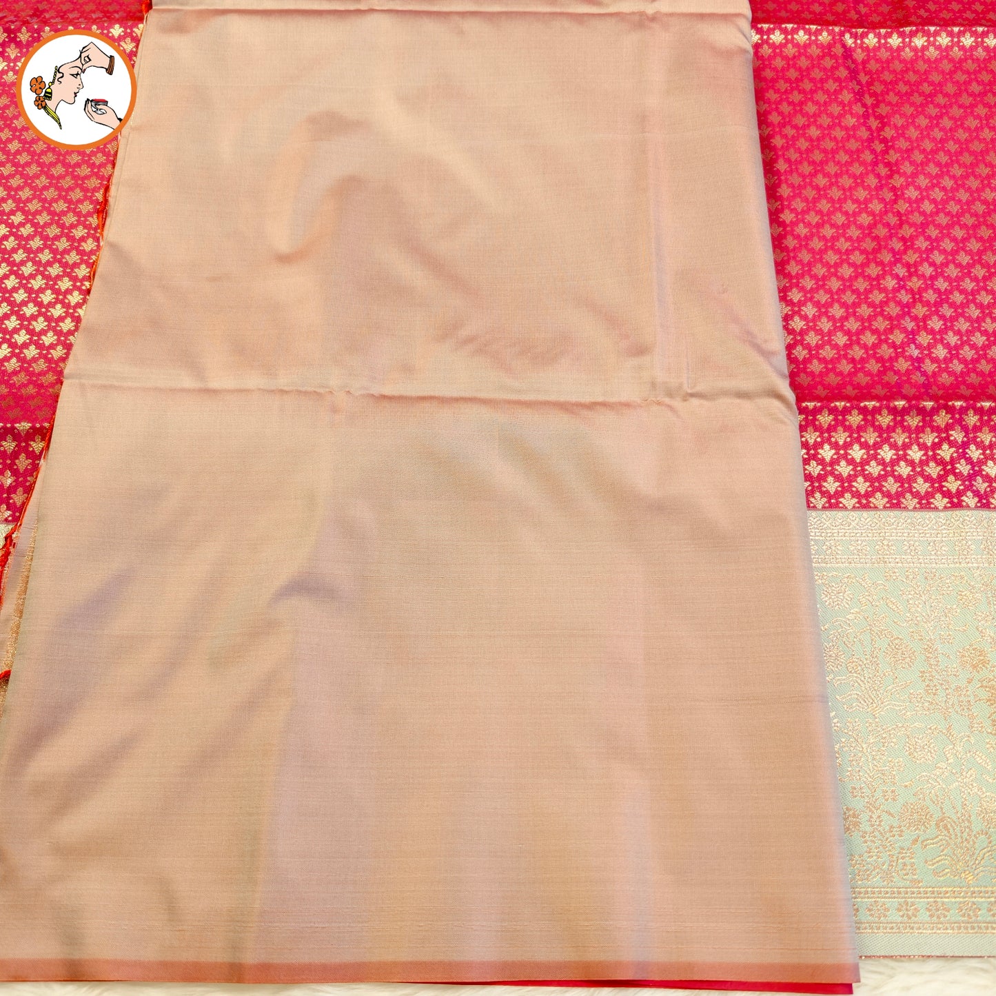 Magenta Pink with Turquoise Fancy border Brocade Pattern Soft Silk Saree