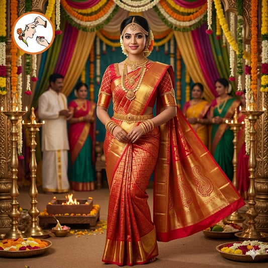 Red Bridal Full  weaving Kanchipuram Semi Silk Saree