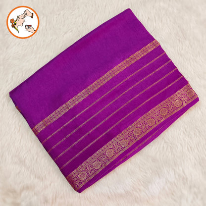 Purple Traditional Vairoosi Soft Viscose Fancy Silk Saree with Gold zari stripes