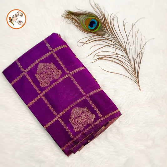 Purple borderless Chariot butta Vintage checks Georgette Silk Saree