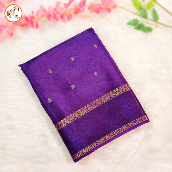 Purple Viscose Soft Silk Fancy Saree with Satin border