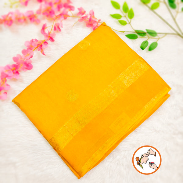 Yellow Mango butta Viscose Silk Saree with contrast blouse