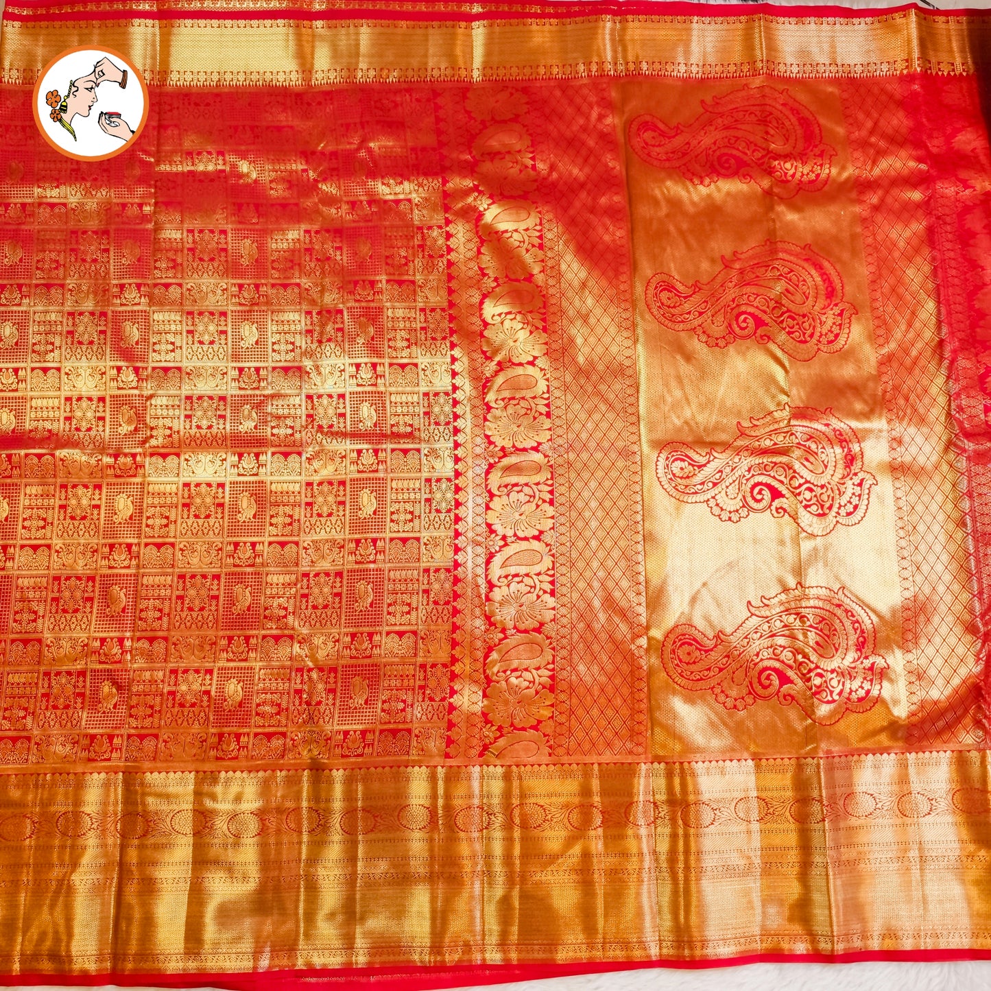 Red Bridal Full  weaving Kanchipuram Semi Silk Saree